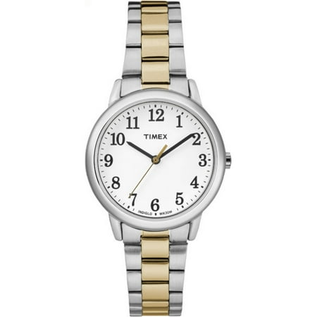 Timex Women's Easy-Reader White Dial Watch, Two-Tone Stainless Steel Bracelet