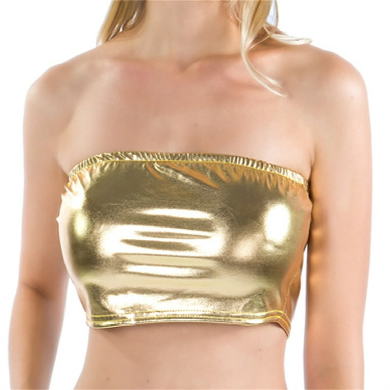 Aayomet Tops For Women Casual Women s Square Neck Sleeveless Solid Ribbed Knit Crop Top Tank Gold L