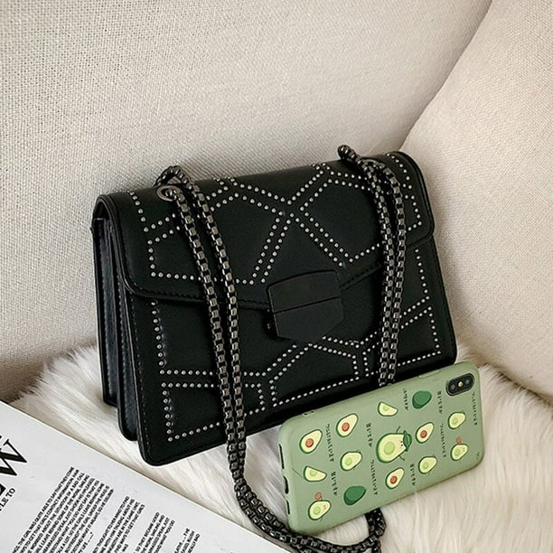 Vintage Rivet Chain Small Shoulder Bags For Women Flap PU Leather Fashion Small Square Crossbody Bag Designer Handbag Walmart