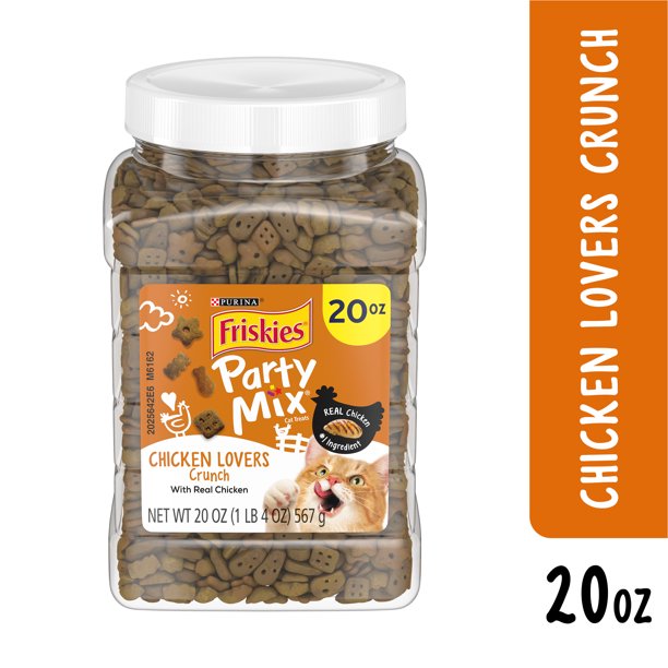 Friskies Cat Treats, Party Mix Chicken Lovers Crunch 20 oz. Canister
