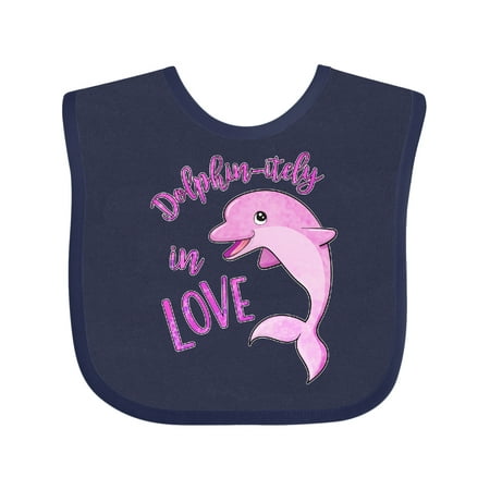 

Inktastic Dolphin-itely in Love- Cute Pink Dolphin Gift Baby Boy or Baby Girl Bib