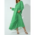 thumbnail image 5 of Michellecmm Women Geometric Print Long Dress, V-neck Puff Long Sleeve Loose Fashion Dress, 5 of 9