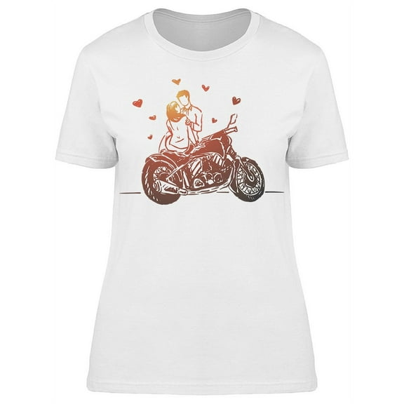 Young Couple Date Motorcycle T-Shirt Women -Image by Shutterstock, Female Small