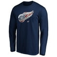 thumbnail image 2 of Men's Navy Detroit Red Wings Banner Wave Logo Long Sleeve T-Shirt, 2 of 3