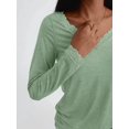 thumbnail image 5 of V Neck T Shirts for Women Lace Long Sleeve Tops Loose Fit Dressy Casual Blouses Fall Winter Basic Trendy Green S, 5 of 6