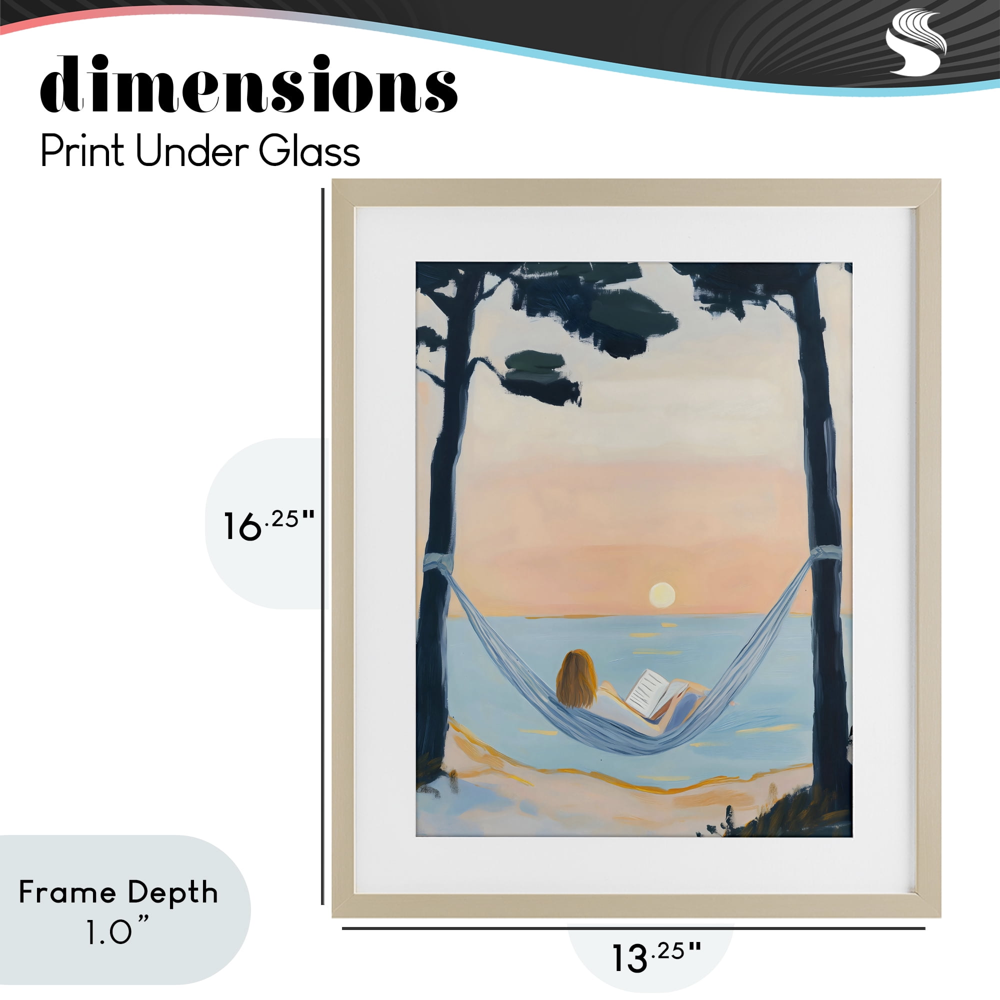 Stupell Industries Reading At Sunset in Hammock Birch Framed Print Under Glass, design by The Prints Vibe