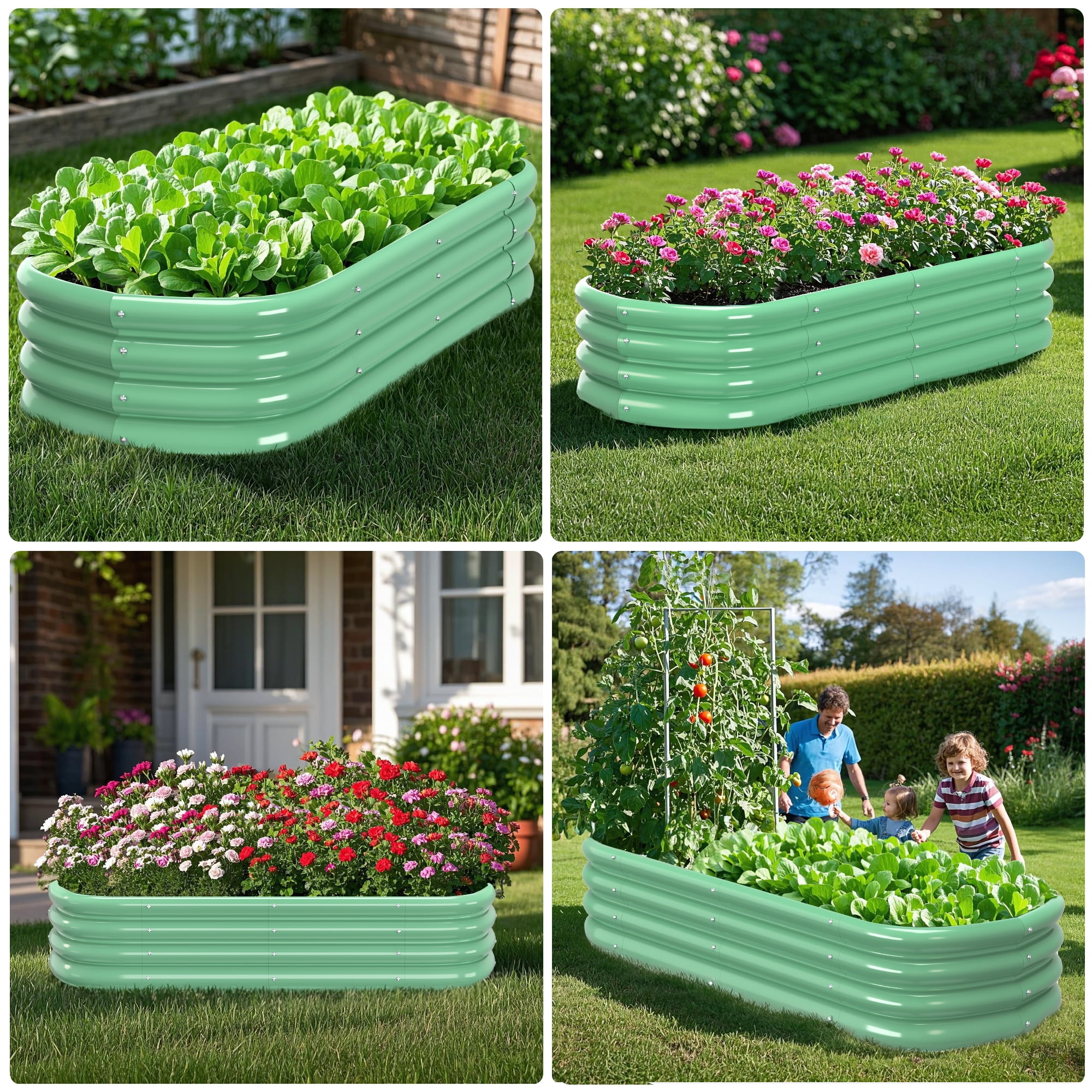Galvanized Raised Garden Beds Outdoor 4×2×1ft UNTIMATY Metal Raised Garden Bed for Gardening Gifts, Galvanized Steel Planter Box for Vegetables, Green