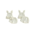 thumbnail image 2 of BemeyourBBs Toddler Baby Girl Summer Clothes Infant Baby Girl Smocked Cotton Linen Outfit Bow Flying Sleeve Ruffle Shirt Tops and Shorts Set 2 Piece Summer Outfit, 2 of 9