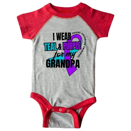 

Inktastic Suicide Prevention I Wear Teal and Purple for My Grandpa Gift Baby Boy or Baby Girl Bodysuit