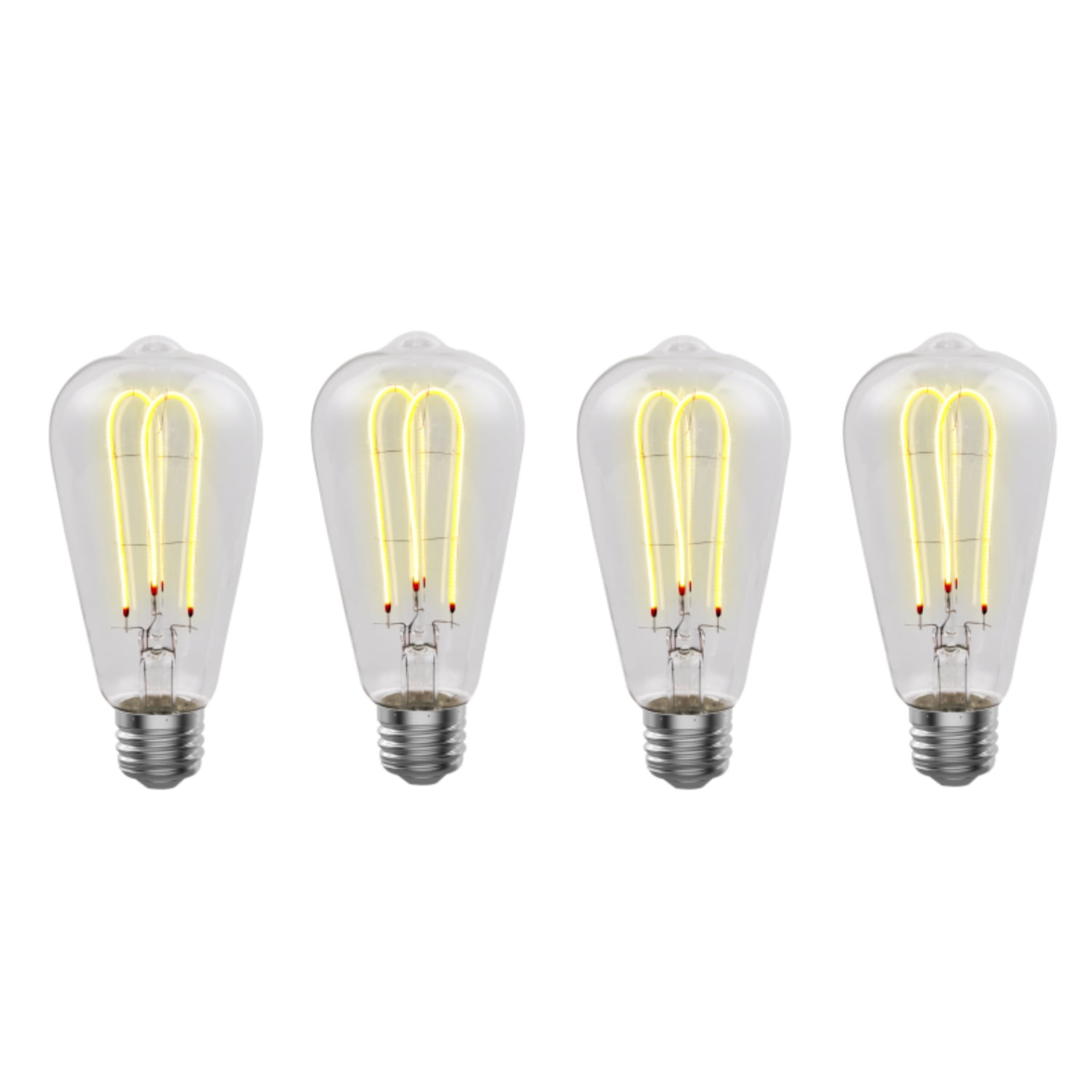 Better Homes & Gardens 4W Vintage Warm LED Light Bulb,40W Eqv Clear Glass, ST19 Amber Glow, E26 4PK