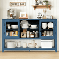 thumbnail image 6 of Sideboard Buffet Cabinet with Storage,53"  Large Credenza with 2 Glass Doors and 3 Shelves,Farmhouse Wood Kitchen Coffee Bar  for Living Room, Entryway, Dining Room, 6 of 9