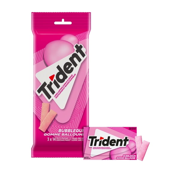 Trident, Multipaquet de gomme sans sucre gomme balloune, 3 paquets (42 pièces)