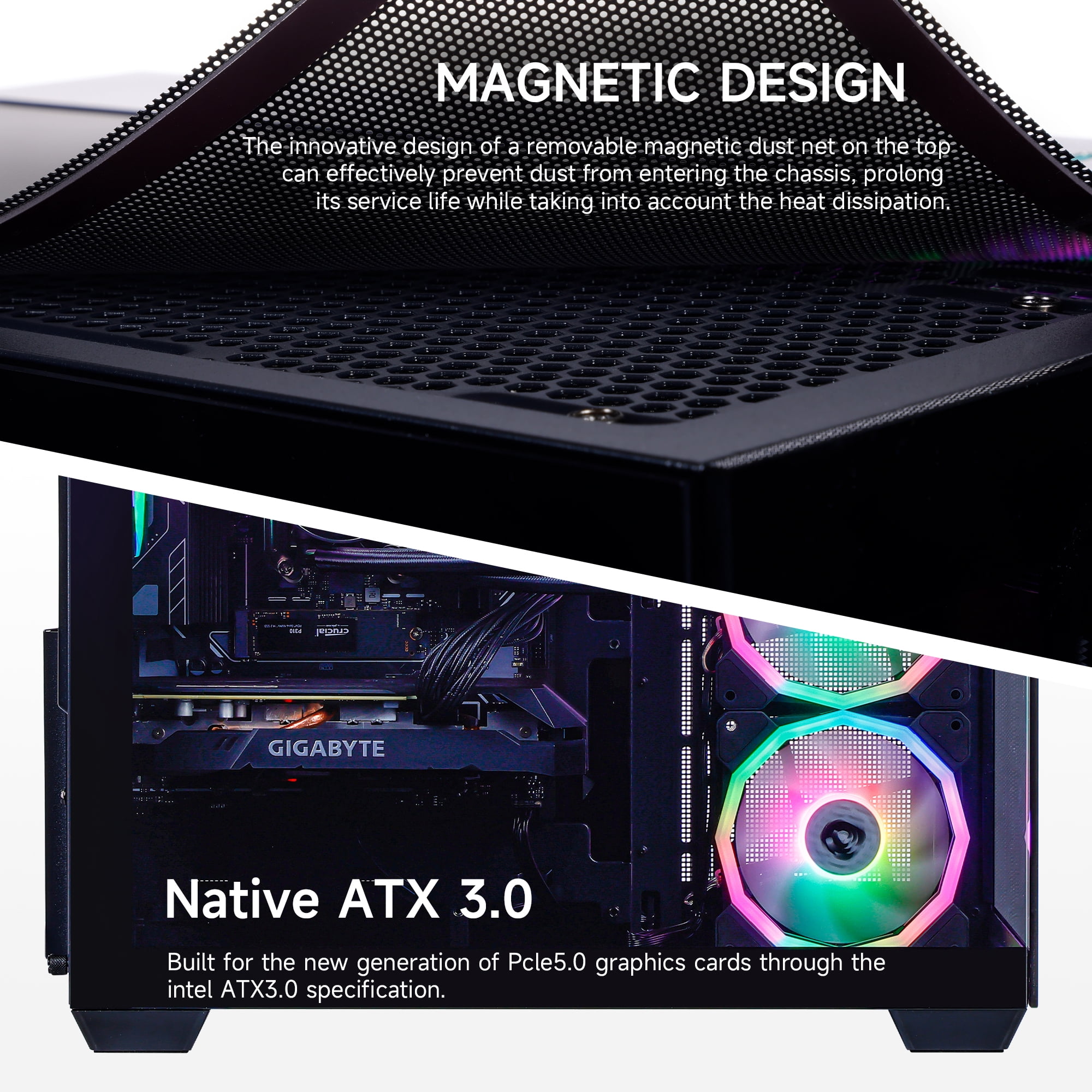 Mloong Gaming PC Desktop AMD Ryzen 7 9800X3D, GeForce RTX 5070Ti 16GB, 2TB SSD, 32GB DDR5 RAM, 850W, Win11, WIFI