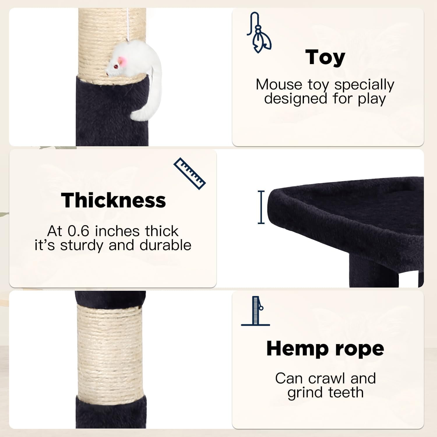 BestPet Cat Tree 37" Tall Cat Tower Kitten with Scratching Posts and Perches Indoor Activity Center for Cats (Dark Gray)