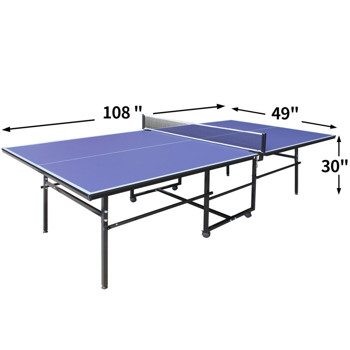 LuckyNote 9x4.1ft Foldable Ping Pong Table, Mid‑Size Table Tennis Set with Net, 2 Paddles & 3 Balls, Portable for Indoor Game Rooms, Blue