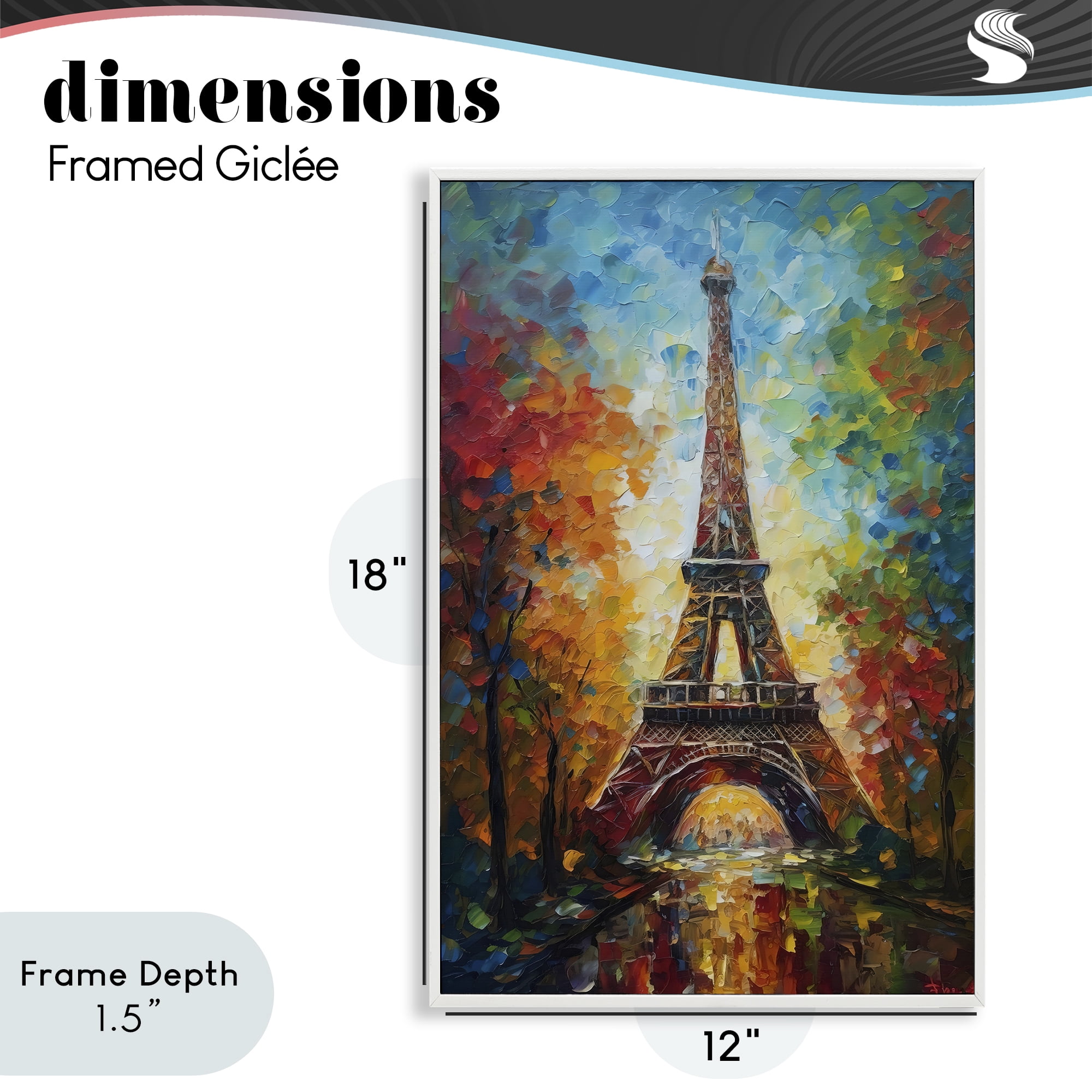 Stupell Industries Colorful Reflection at Eiffel Tower White Framed Giclee Art, design by Creative Studio