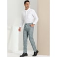 thumbnail image 4 of Unique Bargains Men's Dress Pants Slim Fit Checked Flat Front Business Plaid Formal Pants 30 Gray, 4 of 6