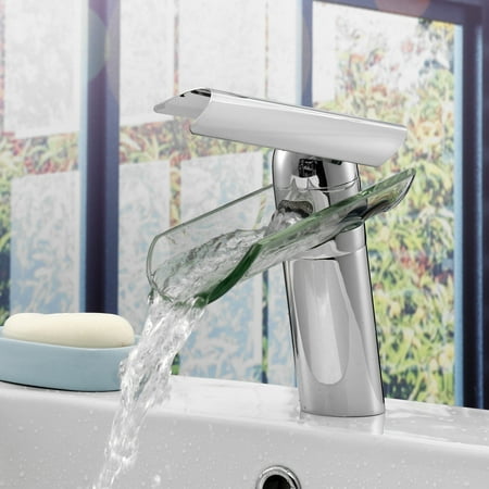 1/2 Pcs High-grade Bathroom Faucet Waterfall Glass Water Outlet Bracket Mixer Hot Cold Tap Faucet Spray Bar Sink Faucet Single Handle Kitchen Bathroom Bath Basin Wash