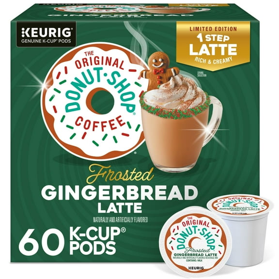 The Original Donut Shop One Step Latte, Frosted Gingerbread, Keurig Single Serve K-Cup Pods, 60 Count (6 Packs of 10)
