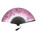 thumbnail image 1 of EeaseCA ROSENICE Women and Flower Style Folding Bamboo Hand Fan with Tassel (Wine Red+Black), 1 of 7