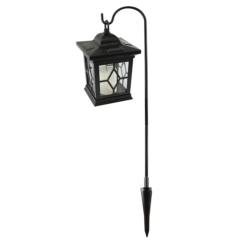 30.25" Black Solar Lantern with Shepherds Hook Stand ...