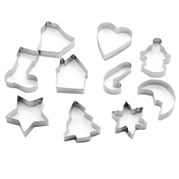 10pcs Stainless Steel Christmas Cookie Cutter Candy Biscuit Mold Cooking Tools 
