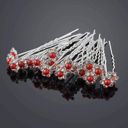 Small Pearl Amp Rhinestone Flower Hair Pins In 12 Elegant Colors