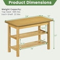 thumbnail image 3 of Costway Shoe Rack Bench,3-Tier Rubberwood Freestanding Shoe Changing Bench with Slat Shelve, 3 of 10