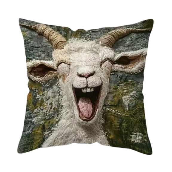 18x18 Pillow Cover,Screaming Goat Plush, Funny Animal Throw Pillow with Soft Design,Decorative Pillowcase with Material, Home Decor Accent,Cushion Cover for Bed Couch Chair Bedroom Living Room(C)