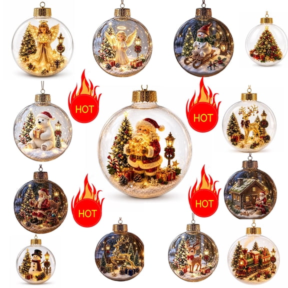 Glowing Christmas Story Ornament, Light-Up Mini Holiday Scene with Warm LED Light, Festive Keepsake Gift for Home Christmas Party Decoration