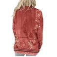 thumbnail image 3 of Penkiiy Chandail pour Femmes à Manches Longues, Blouses et Chemises à Col Rond 1 Rouge Vêtements Y2K, 3 of 5