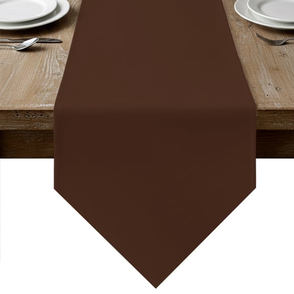 Pure Mocha Table Runner Linen Burlap Table Runner 36 Inches Small Modern Solid Color Minimalist Art Dresser Scarves for Kitchen Island Coffee Dining Room Party Wedding Holiday Decoration 13"x36"