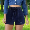 thumbnail image 2 of Gubotare Baggy Denim Shorts Women Women's Casual Ripped Denim Shorts High Rise Distressed Rolled Hem Jeans Shorts (Dark Blue,Size XL), 2 of 7