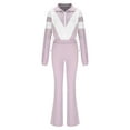 thumbnail image 4 of Womens 2 Piece Outfits Drawstring Hem Color Block Full Zip Crop Jacket and Jogger Pants Tracksuit Sets with Pockets, 4 of 6