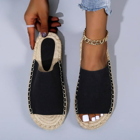 

Yedhsi Casual Shoes Women Summer Casual Sewn Fisherman s Flat Bottomed Hand Woven Hemp Rope Bottom Slippers