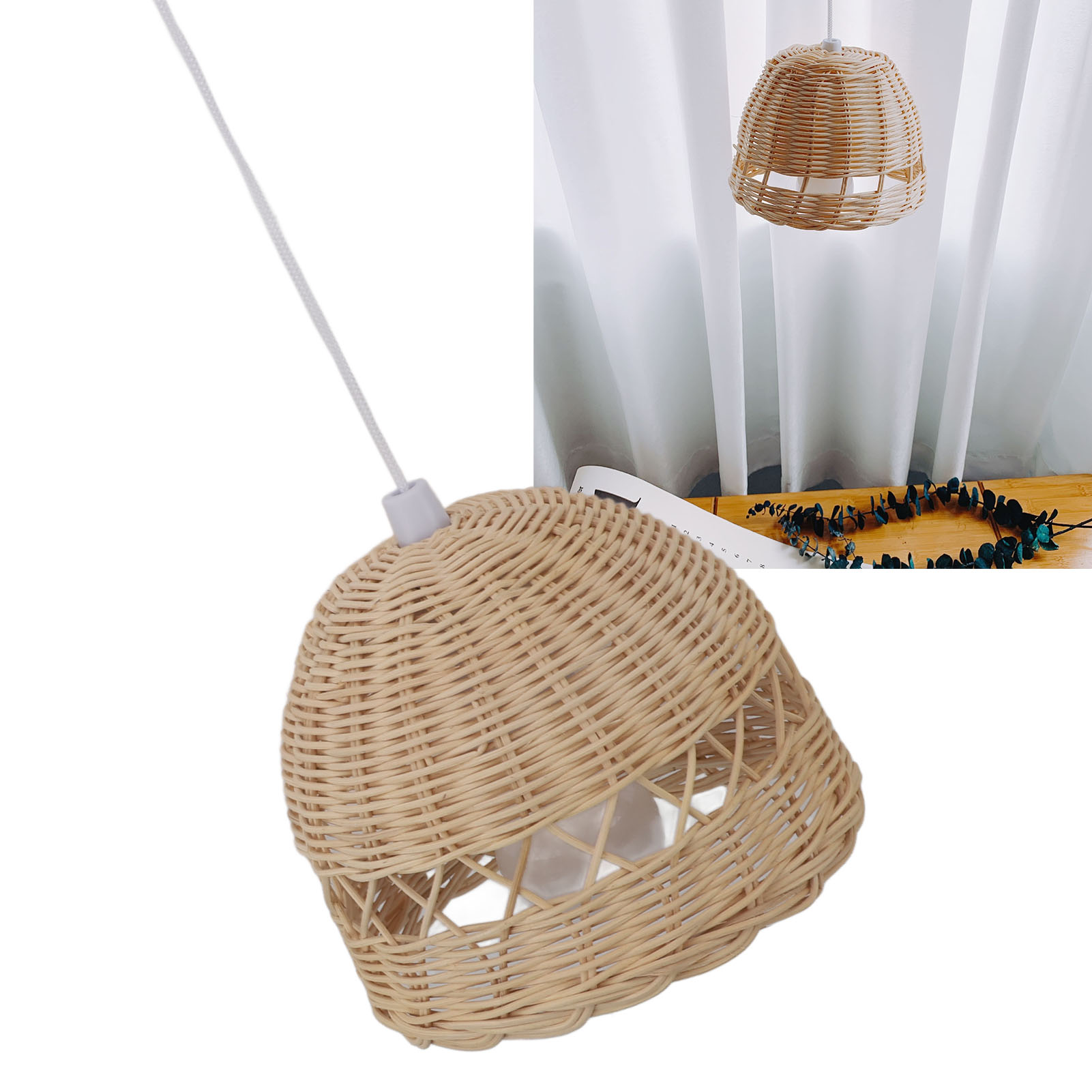 Rattan Pendant Lights, Farmhouse Wicker Pendant Light Fixture