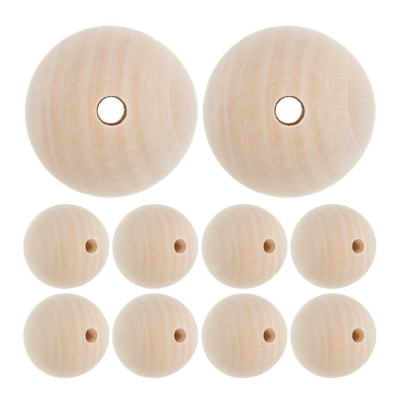 WHAMVOX Khaki Round Wood Beads for DIY Crafts with Large Holes 50mm Wooden Balls for Decoration