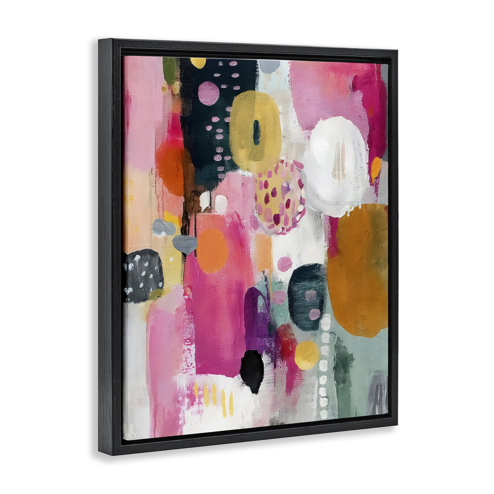 Stupell Industries Abstract Blooms Cascade Black Framed Floater Canvas Wall Art, design by Riley B