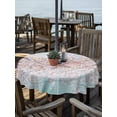 thumbnail image 2 of Outdoor Tablecloth with Umbrella Hole for Patio/Picnic/Party/Camping, Pink Beach Waterproof Table Cloth Round Cover Washable, Coastal Ocean Starfish Blue Wooden Grain (Dia 54"), 2 of 9