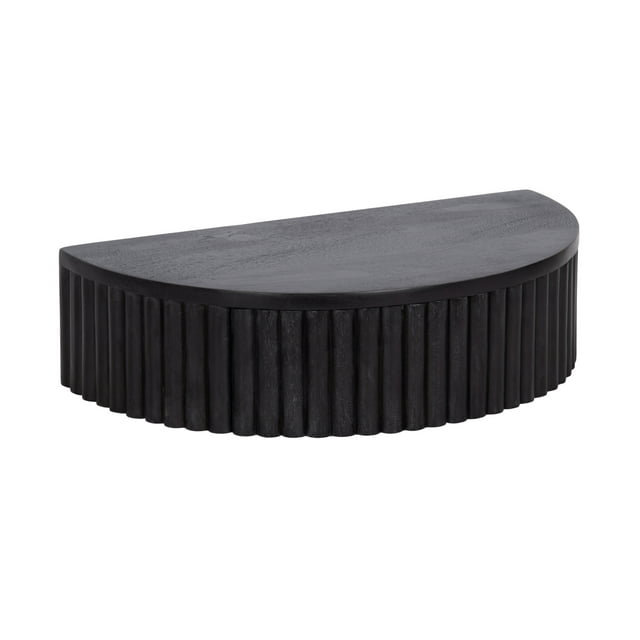 Kate and Laurel Reid Ribbed Wooden Floating Side Table, 20 x 11 x 6, Black, Modern Wood Floating Nightstand with Drawer for Extra Storage and Added Functionality