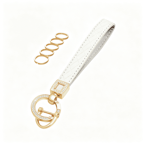 DESIGNICE Leather Wristlet Keychain,Wrist Keychain Car Key Chain with 5 Key Ring and Anti-Lost D Ring