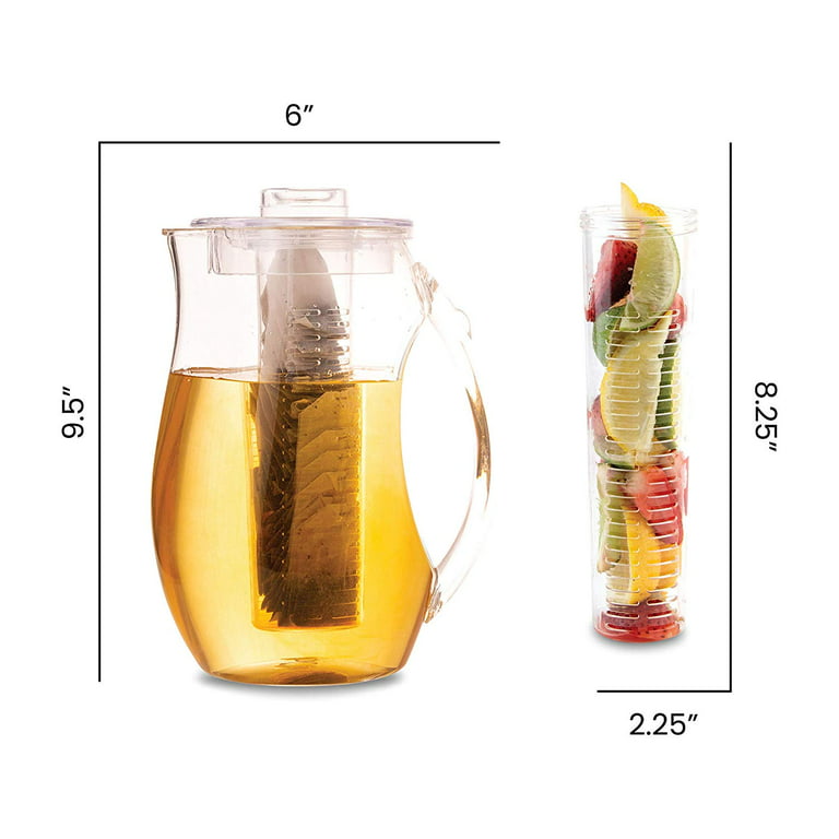 Water Pitcher with Fruit Infusion Flavor Infuser for Cold Beverage 93 Oz  Acrylic