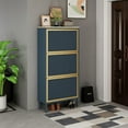 thumbnail image 4 of Metal Shoe Cabinet with 3 Flip Drawers, Modern 3-Tier Shoe Rack Storage Cabinet for Heels, Boots, Slippers, Free Standing Shoe Rack for Living Room Entrance Hallway (Blue-3 Door), 4 of 18