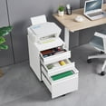 thumbnail image 3 of Tcbosik File Cabinet with Wheels, 3 Drawers Filing Cabinet for Home Office, Storage Cabinet for Legal/Letter Size, White, 3 of 9