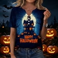 thumbnail image 2 of Halloween Henley Shirts for Women Graphic Print Halloween T Shirts Short Sleeve V Neck Halloween Tee, 2 of 5