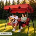 thumbnail image 4 of Ktaxon 3-Person Porch Swing with Stand, Outdoor Swing Chair with Adjustable Canopy & Cushion, Red, 4 of 7