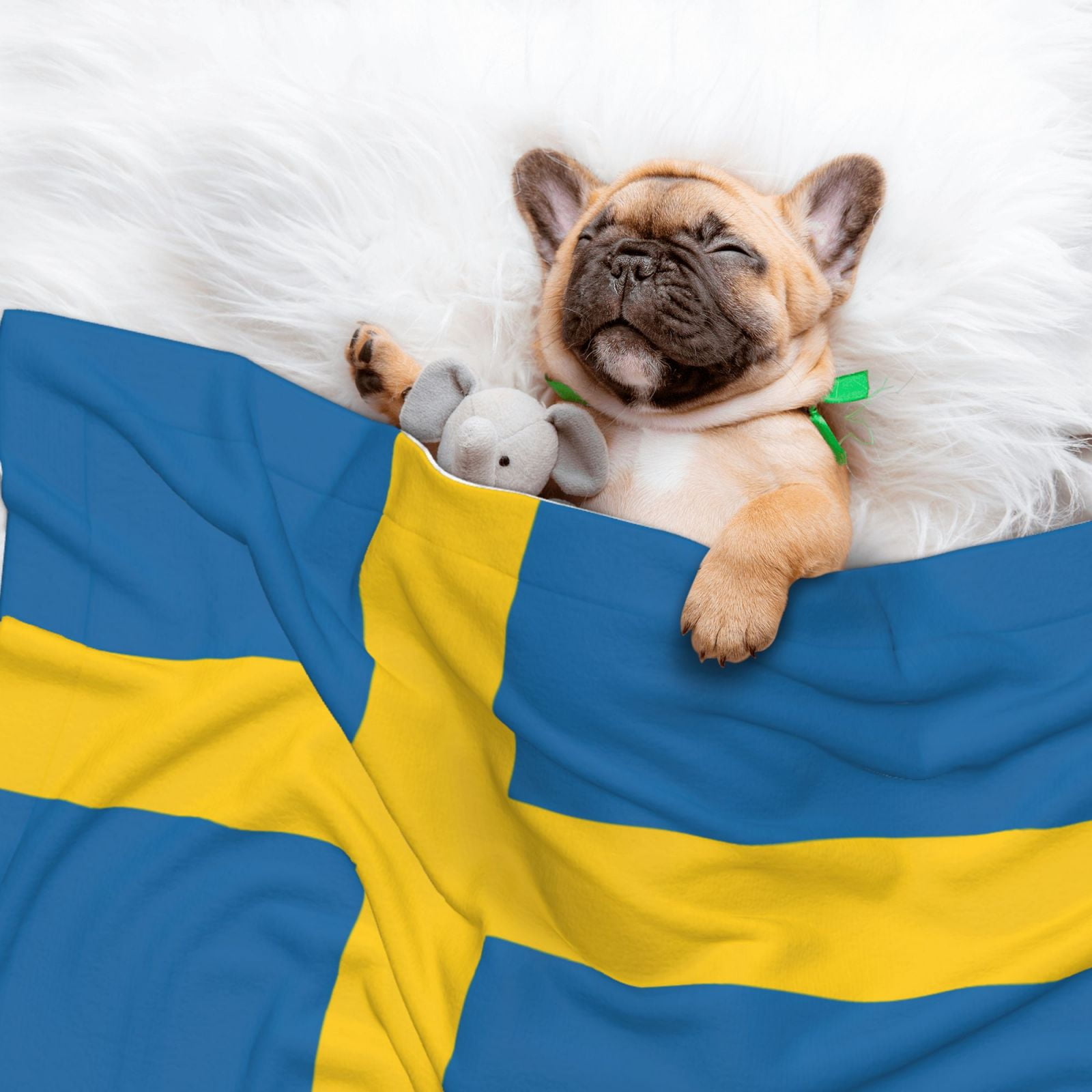 Flannel Throw Dog Blanket Swedish Flag Soft Warm Print Pet Blankets for Small Dog Cat Puppy