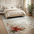 thumbnail image 3 of ODIKA 8'x10' Washable Area Rug Non-Shedding, Easy Care, Carpetas Vintage Tan Botanical Distressed Scroll Border Faded for King Size Bedroom Under Bed, Master Suite, 3 of 7