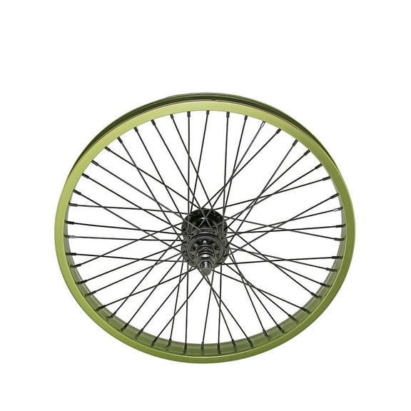 Bike 20 x 34mm Alloy Rear Wheel 9T Driver 48 Spoke 14GSS/Black 14mm Axle Sealed Bearing Double Wall Green