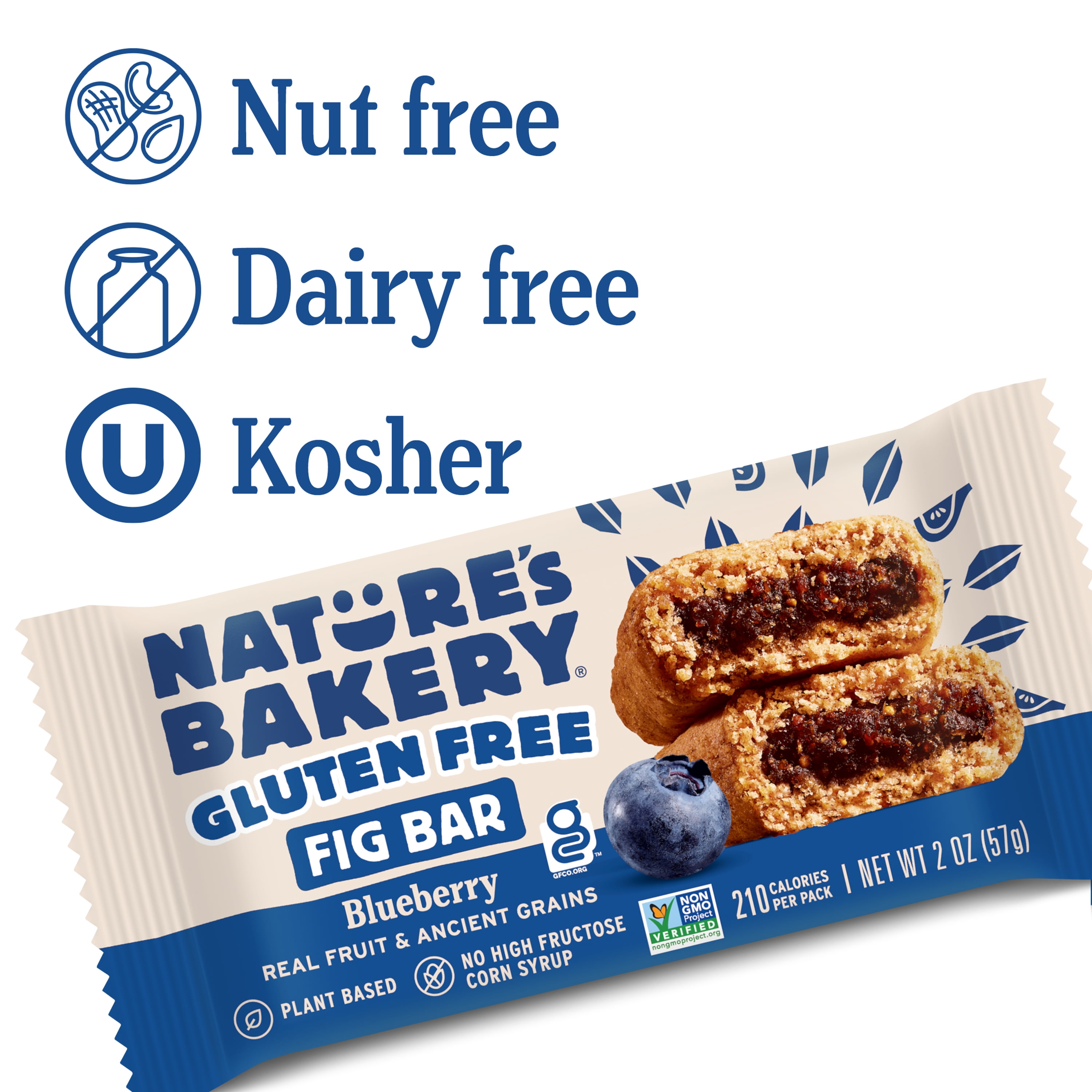 (3 pack) Nature's Bakery Gluten Free Blueberry Fig Bars, 6 Twin packs, 2 oz Each